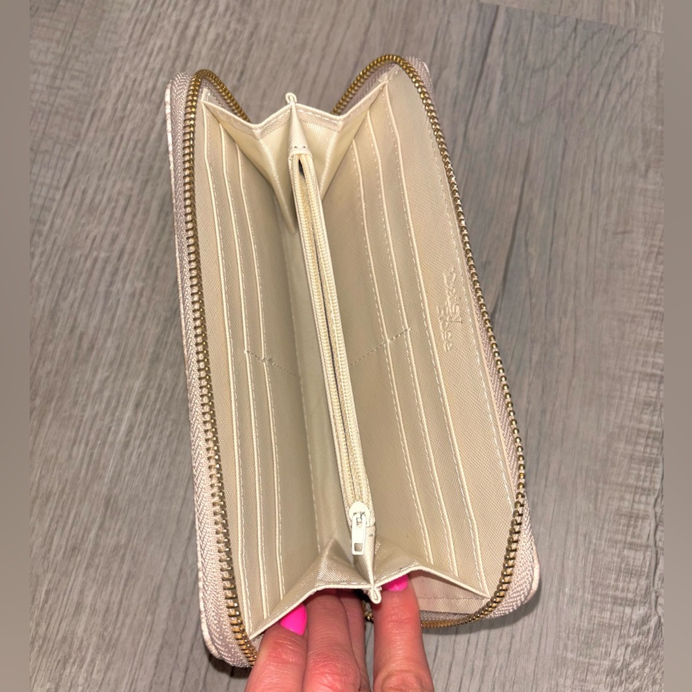 Zip-Around Snake-Embossed Wallet in Beige - Picture 3 of 3